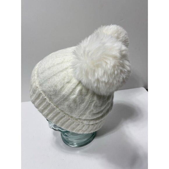 Women's Cozy Winter Hat with Double Pom Poms, Cream White, Soft Cozy Lining -New - Picture 10 of 10